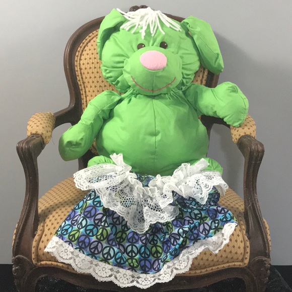 Soft stuffed cloth animal wears peace dress 15-in - Picture 8 of 8